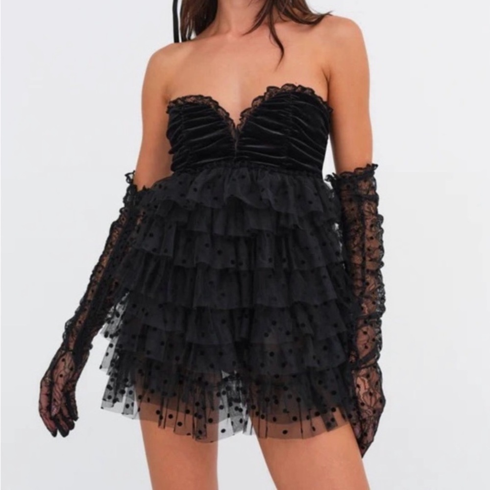 Black For Love & Lemons Jordan Off The Shoulder Mini Dress - NWT